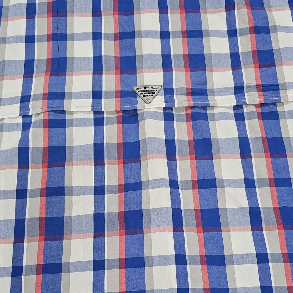 Columbia Super Bonehead Shirt MensLarge Blue Plaid PFG Fishing Camp EUC Sz XL - Picture 8 of 10